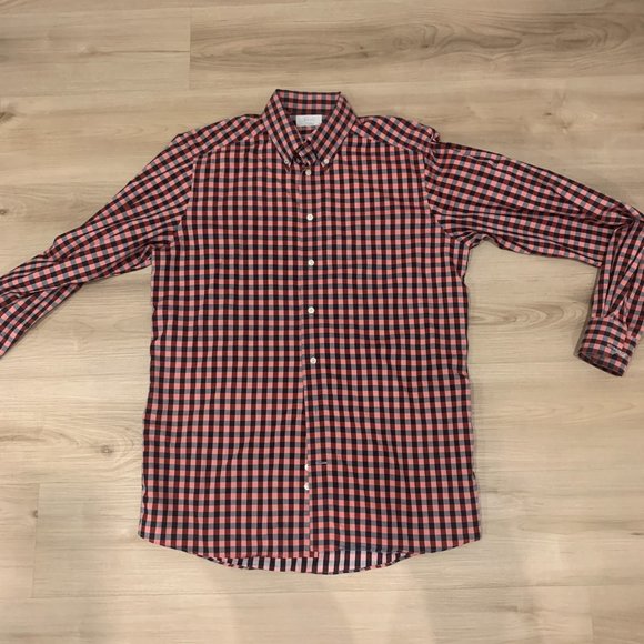 Eton Men's Dress Shirt Contemporary Size 41 & 16 Collar Black and Fusia gingham - Picture 7 of 9